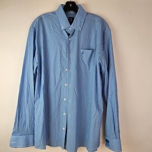 Johnnie O Mens Shirt Blue Size Large Prep-Formance Surfer Stretch LS Belfair HHI